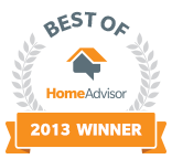 HomeAdvisor Best of 2013 Winner badge for outstanding home improvement company in Canton, GA