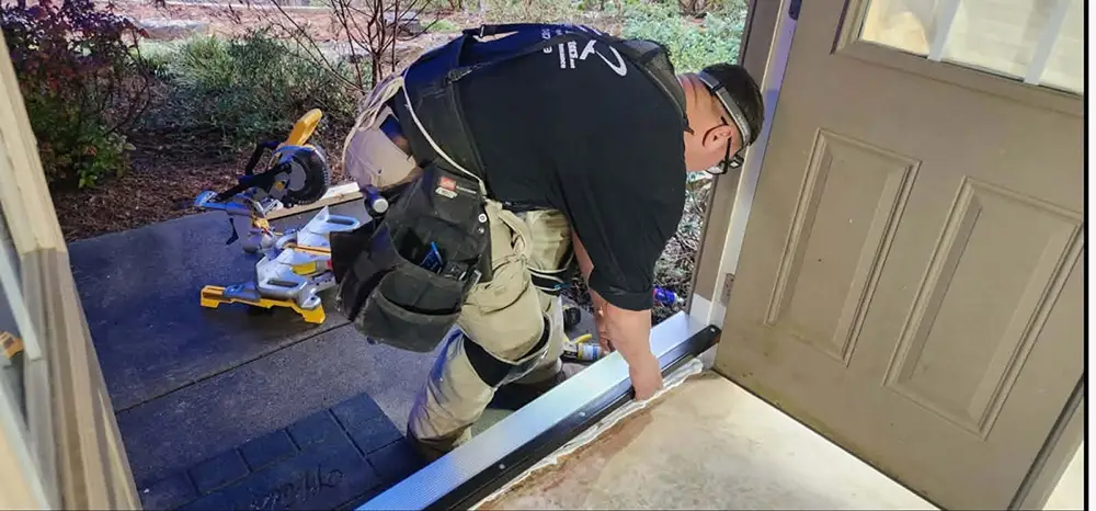 craig installing metal frame for doorway in canton ga