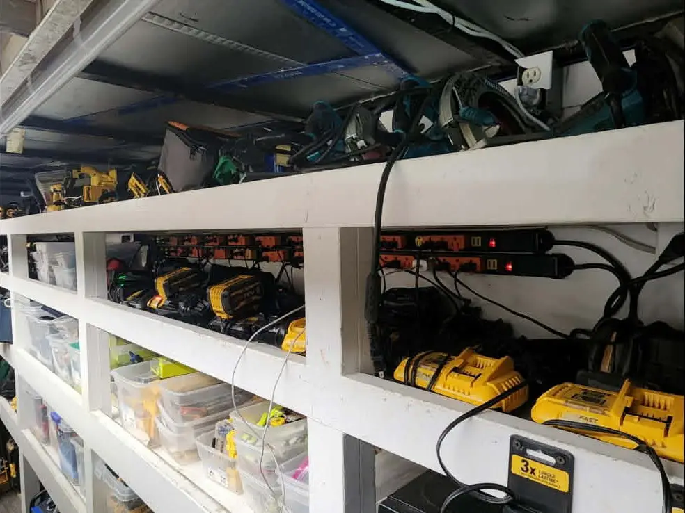 tools and equipment inside home improvement master trailer in canton ga